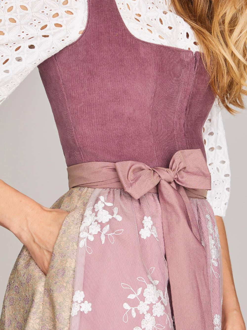 Limberry Pflaumen-farbenes Dirndl mit Cord-Mieder - CAMILLE FADED PLUM Bis zu 65% Rabatt