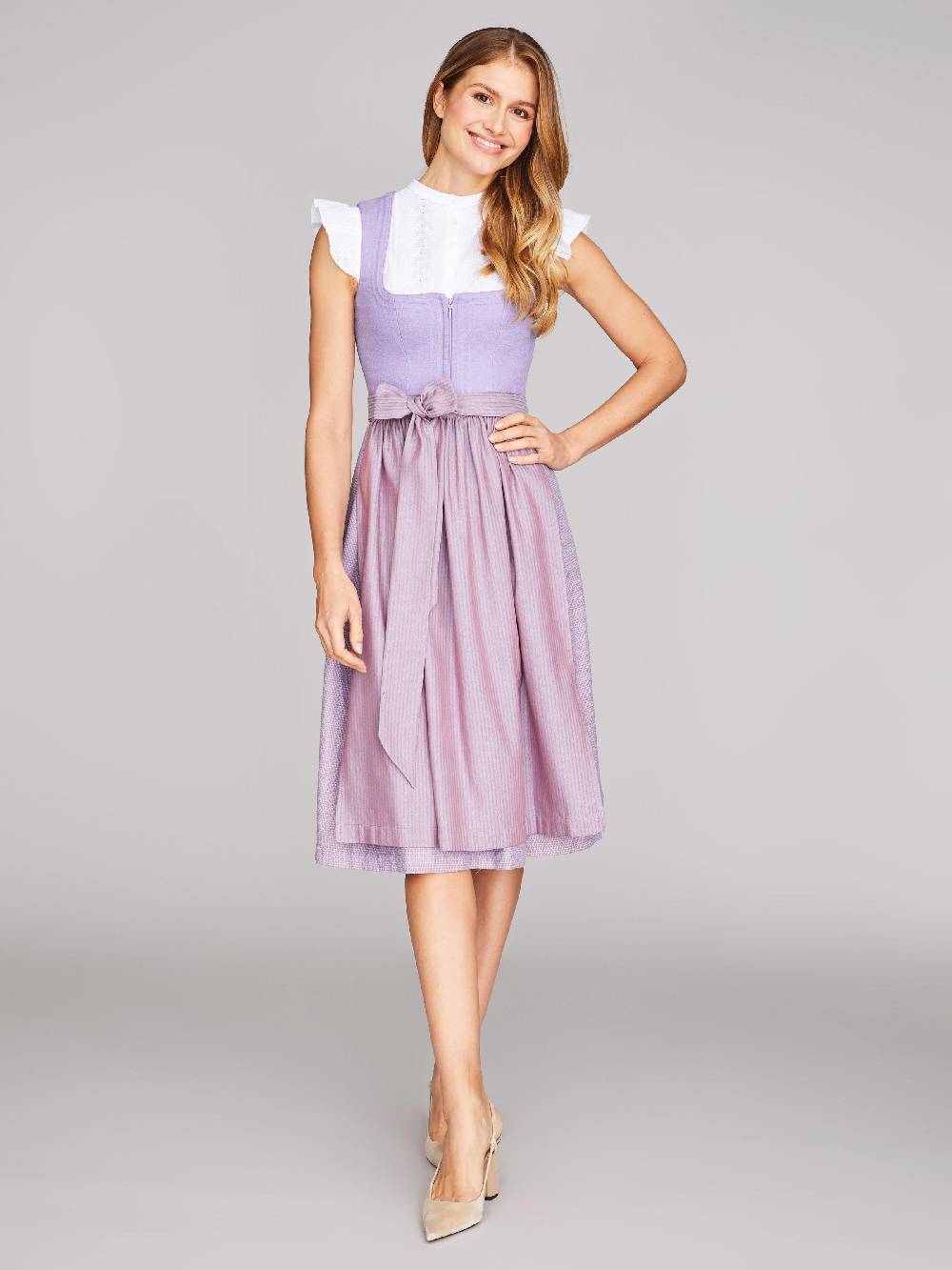 Limberry Lavendel-farbenes Dirndl mit Schnursteppung - CLAIRE LAVENDER Riesige Rabatte