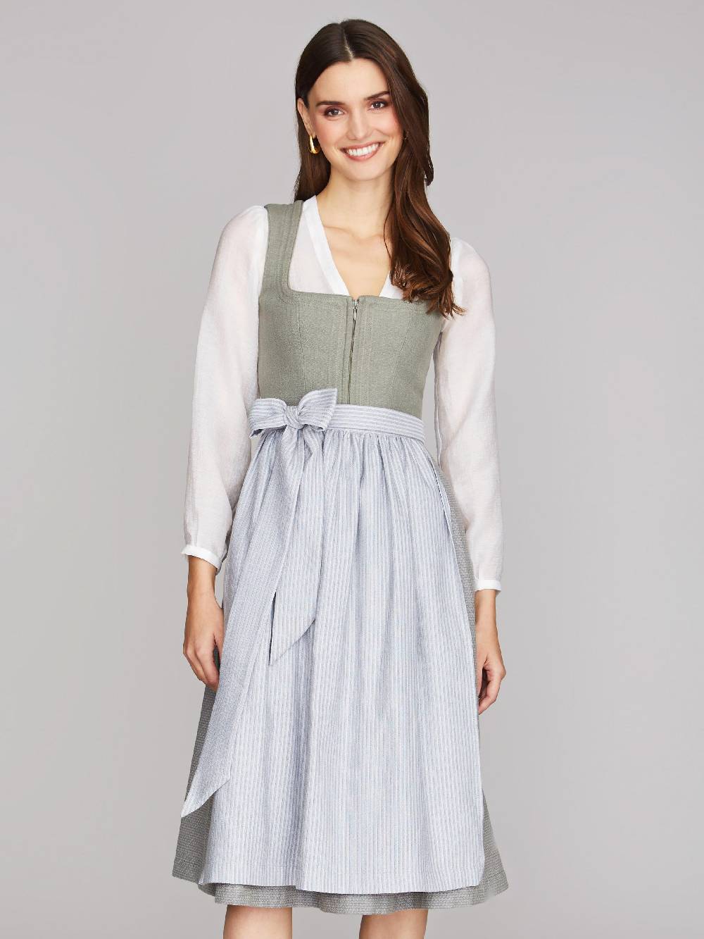 Limberry Grünes Dirndl aus Leinen - CLAIRE MISTY GREEN 50% Rabatt mit kostenlosem Versand