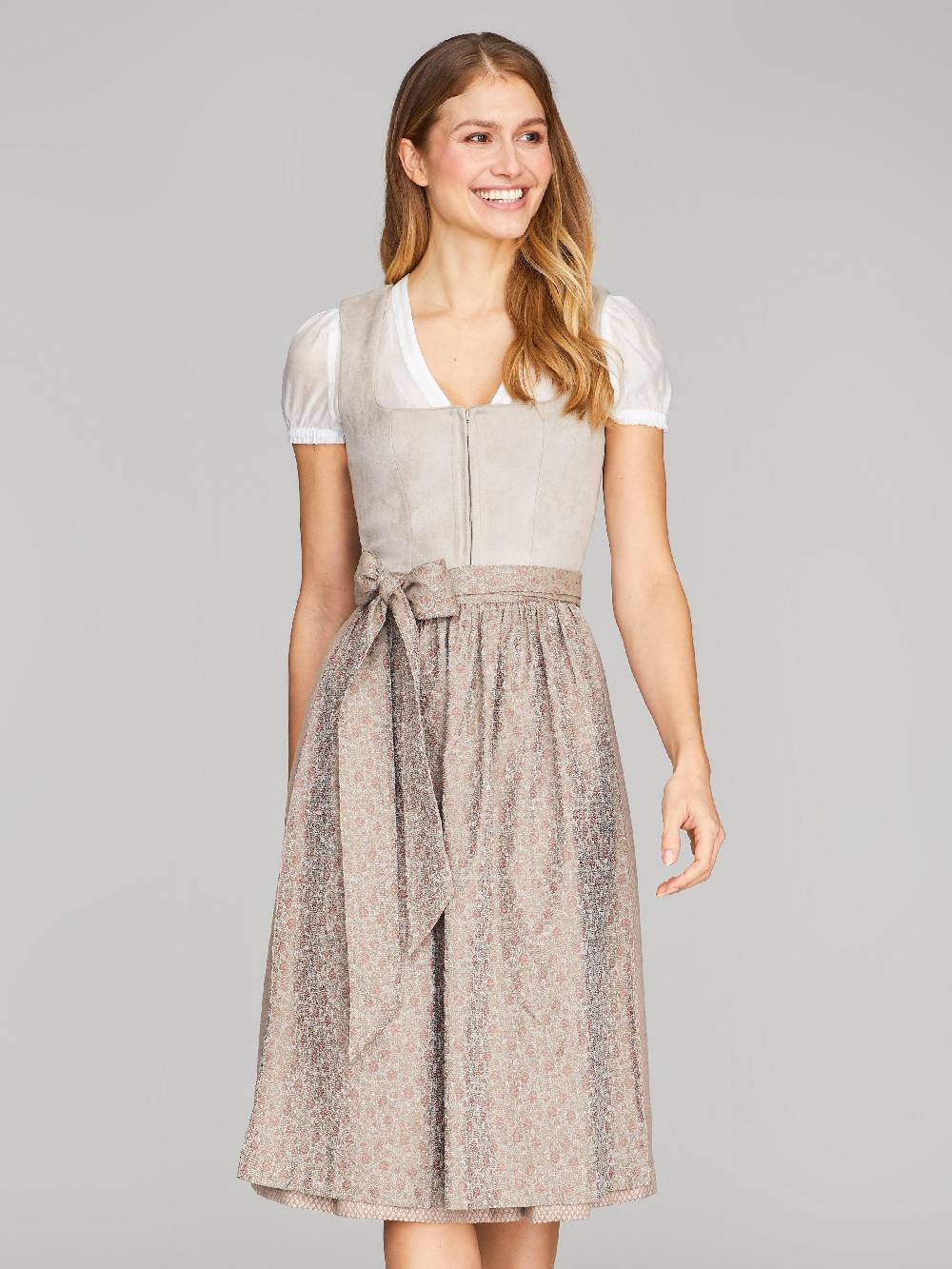 Limberry Beiges Dirndl mit Velours-Mieder - JULIE TAN Clearance-Verkauf