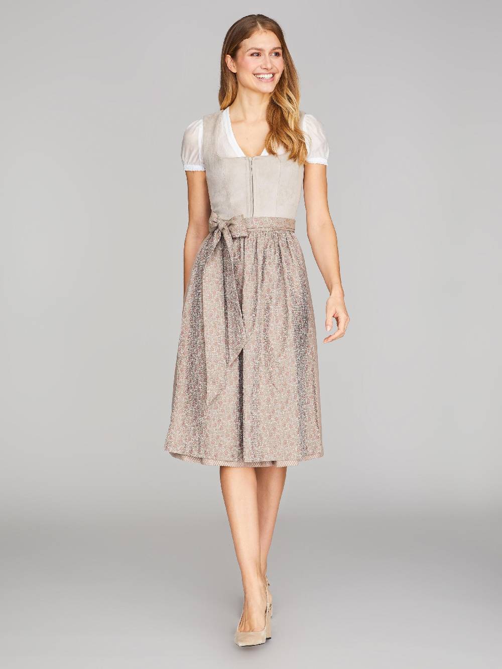 Limberry Beiges Dirndl mit Velours-Mieder - JULIE TAN Clearance-Verkauf