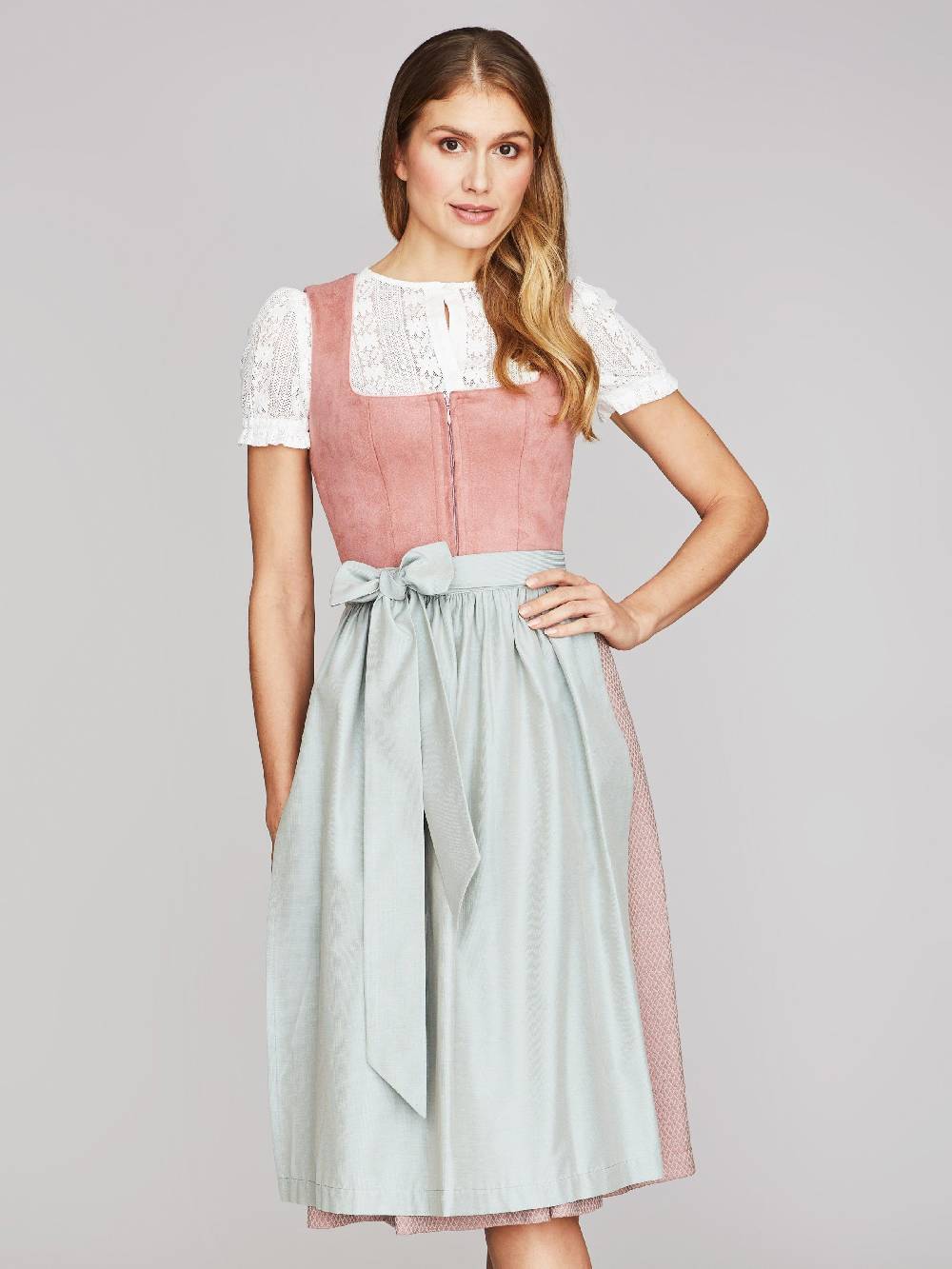 Limberry Rosa-farbenes Dirndl mit Velours-Mieder - JULIE DUSTY ROSE Kostenloser Versand international