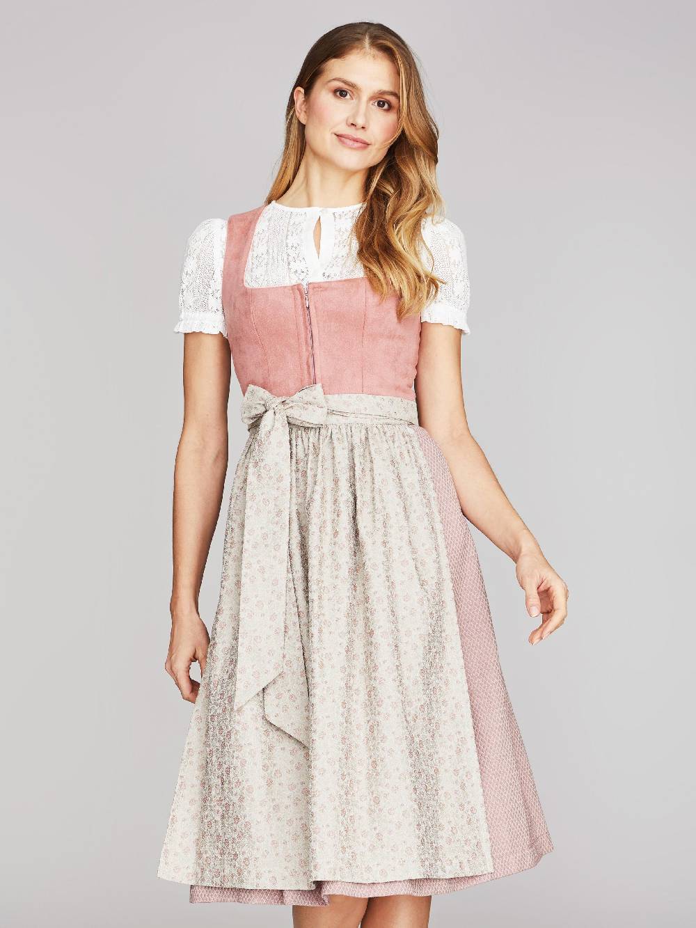Limberry Rosa-farbenes Dirndl mit Velours-Mieder - JULIE DUSTY ROSE Kostenloser Versand international