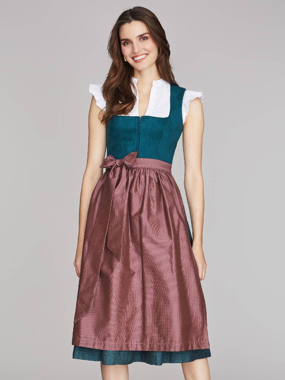 Limberry Blau-Grünes Dirndl mit Velours-Mieder - JULIE DARK TEAL Fabrikladen