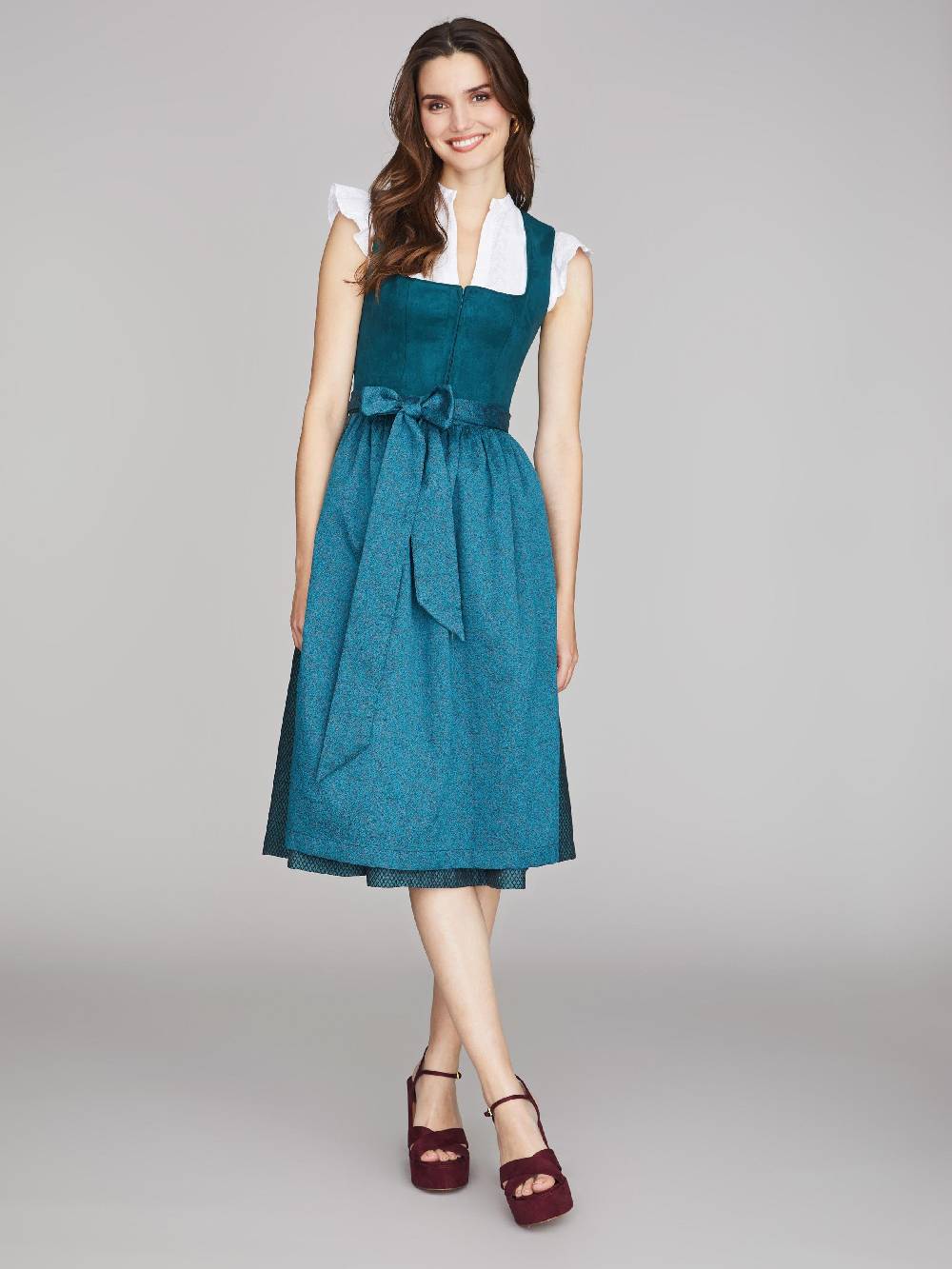 Limberry Blau-Grünes Dirndl mit Velours-Mieder - JULIE DARK TEAL Fabrikladen