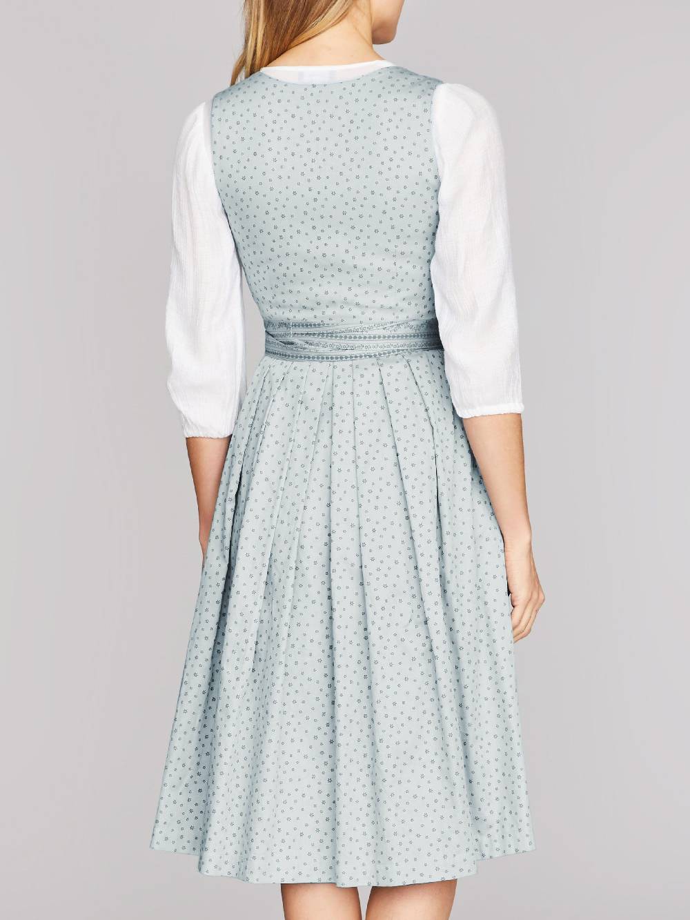 Limberry Hellblaues Waschdirndl mit Streublumen - OPHELIA SAGE GREEN Im Verkauf