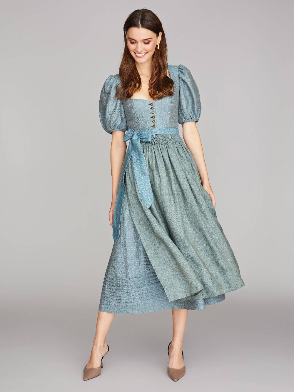 Limberry Blaues Dirndl mit Ärmeln - LINA ARONA BLUE 50% Rabatt für begrenzte Zeit