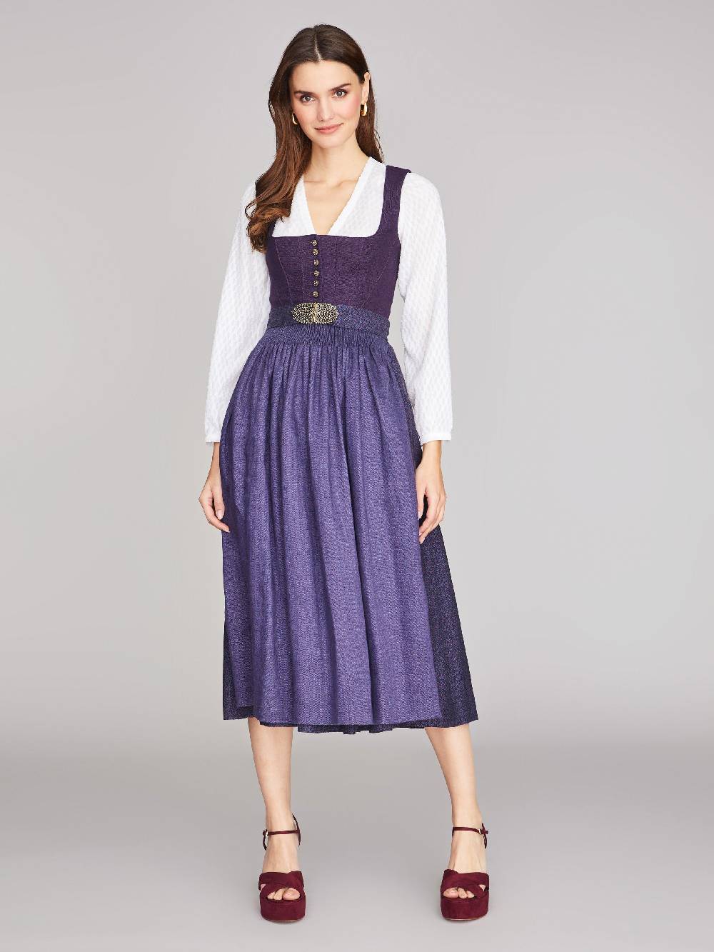 Limberry Brombeerfarbenes Dirndl aus Leinen - ANNABELLE BROMBEER Online