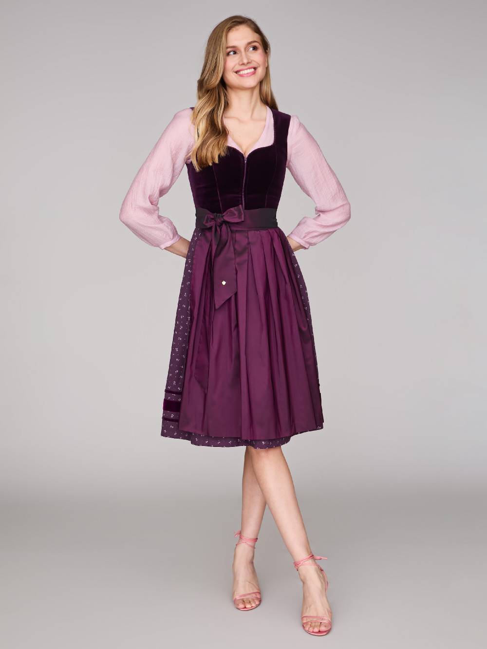 Limberry Rosafarbene Langarm-Dirndlbluse - HARPER ROSA im Angebot