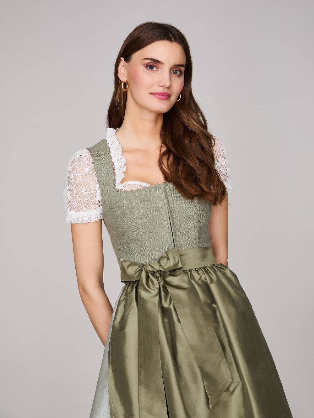 Limberry Salbeigrünes Dirndl mit Leinen-Mieder - MÜNCHEN SALBEI Günstiger Verkauf