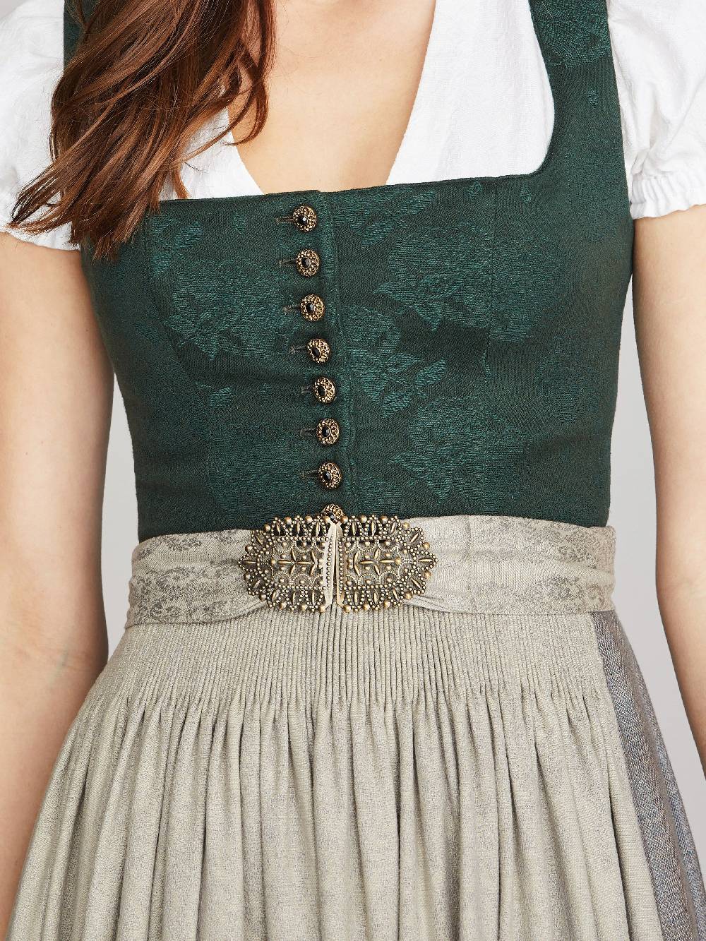 Limberry Tannengrünes Dirndl mit Blumen-Muster - MONIKA TANNE Blitzverkäufe