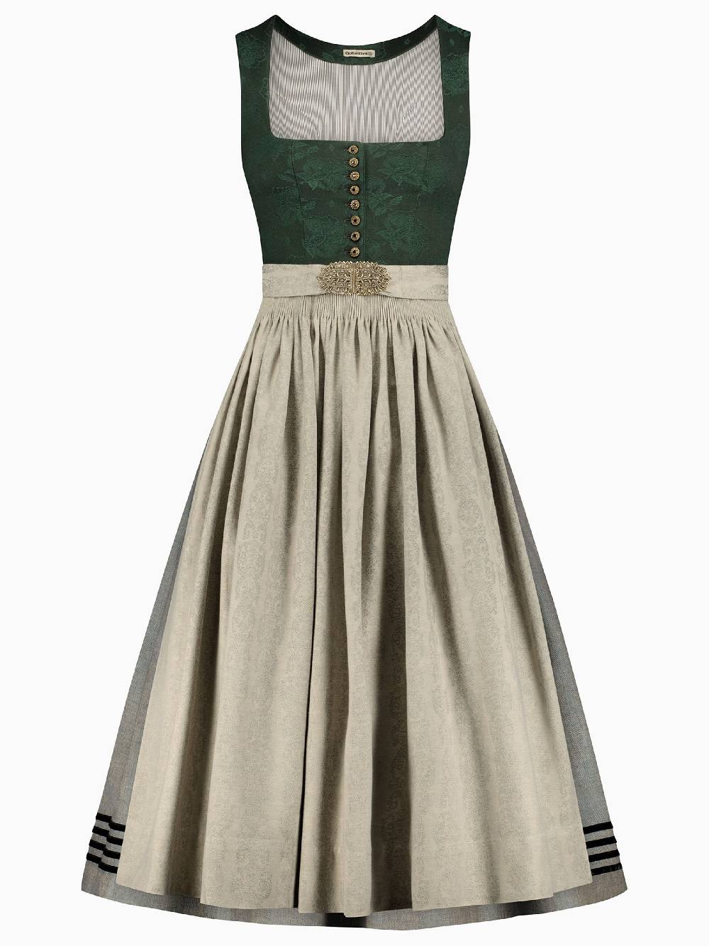Limberry Tannengrünes Dirndl mit Blumen-Muster - MONIKA TANNE Blitzverkäufe