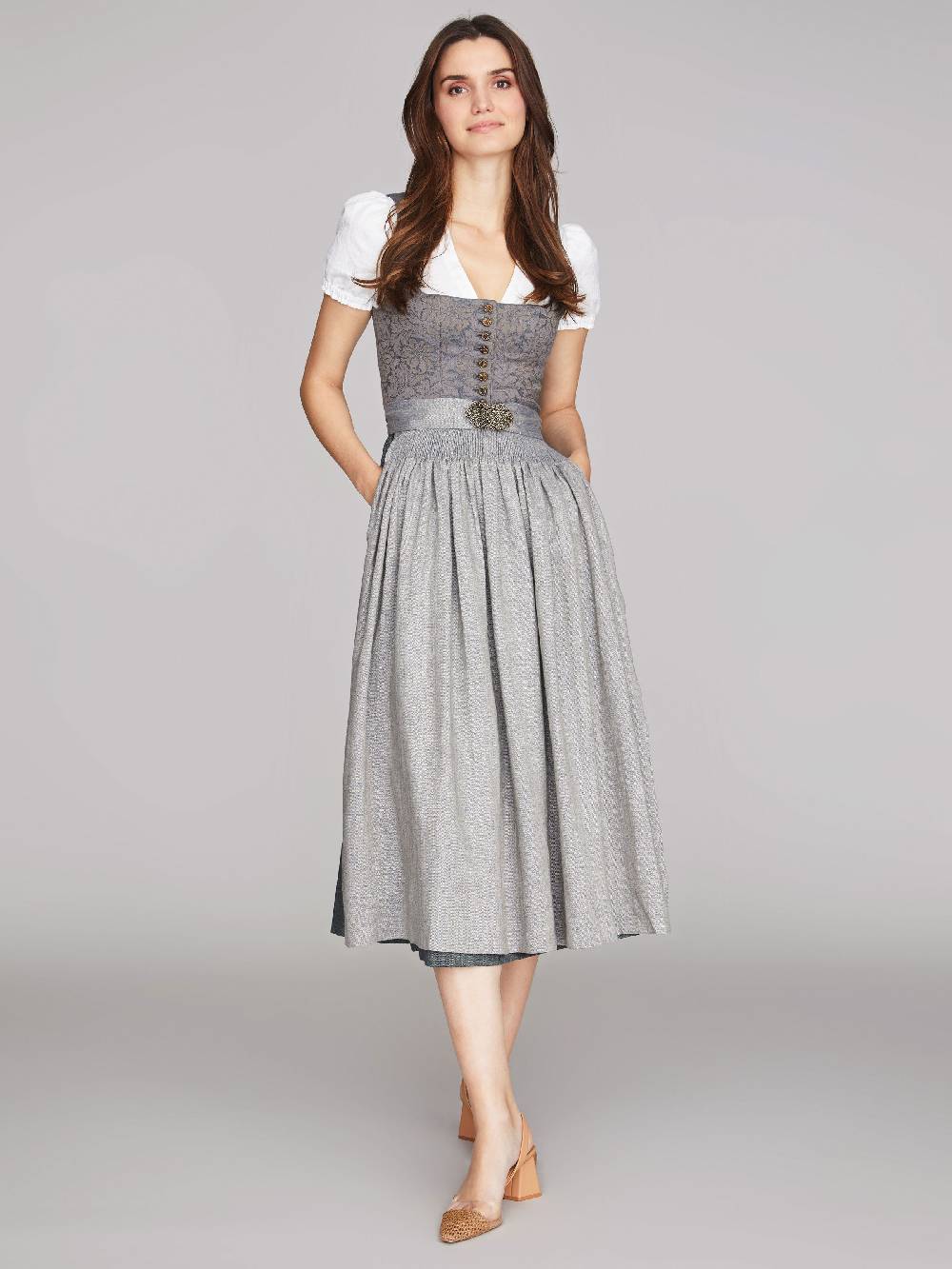 Limberry Nebelblaues Dirndl mit Blumen-Muster - MONIKA NEBELBLAU Limitierter Zeitrabatt