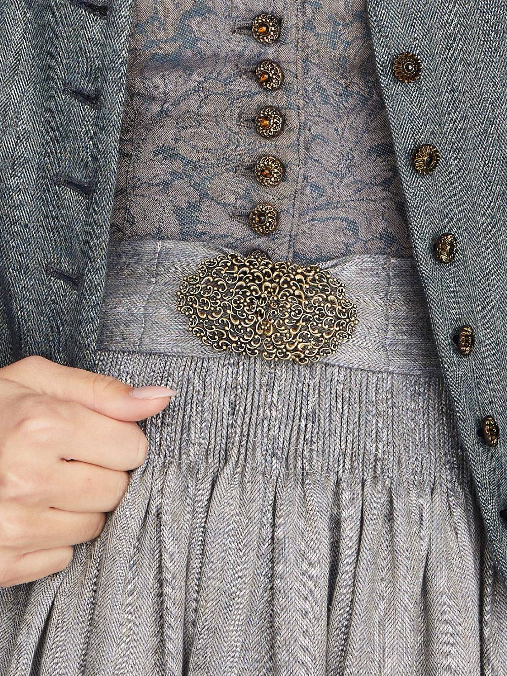 Limberry Nebelblaues Dirndl mit Blumen-Muster - MONIKA NEBELBLAU Limitierter Zeitrabatt