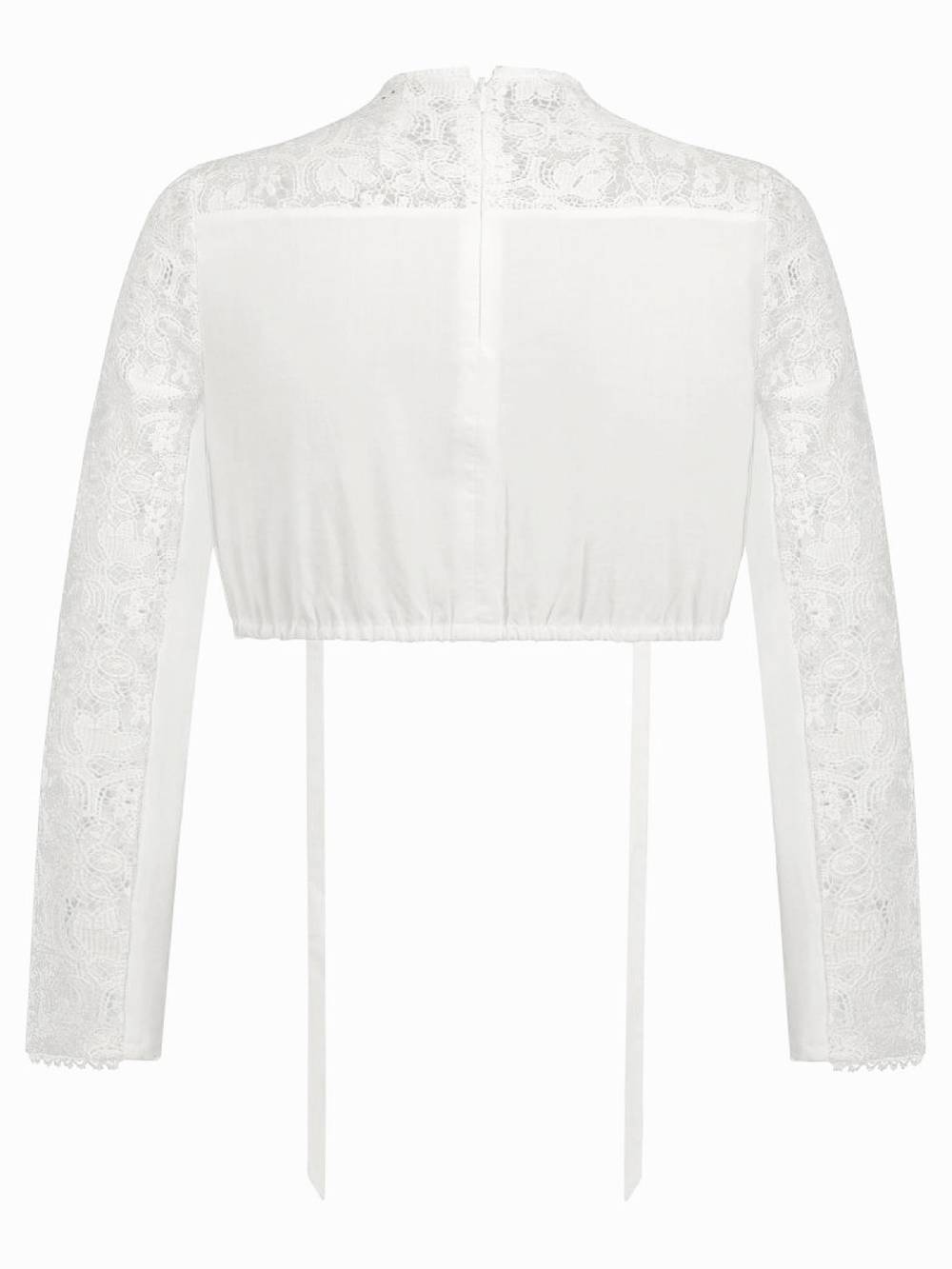 Limberry Reinweiße Drindlbluse mit langen Ärmeln - ERNESTA Fabrik Onlineshop