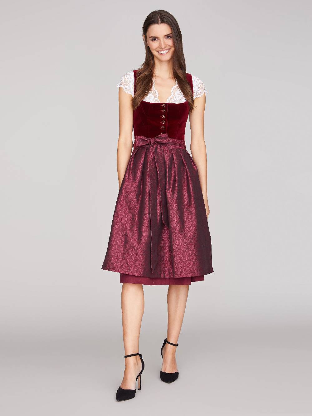 Limberry Dunkelrotes Dirndl mit Samt-Mieder - CAMILLA Muttertagsangebot