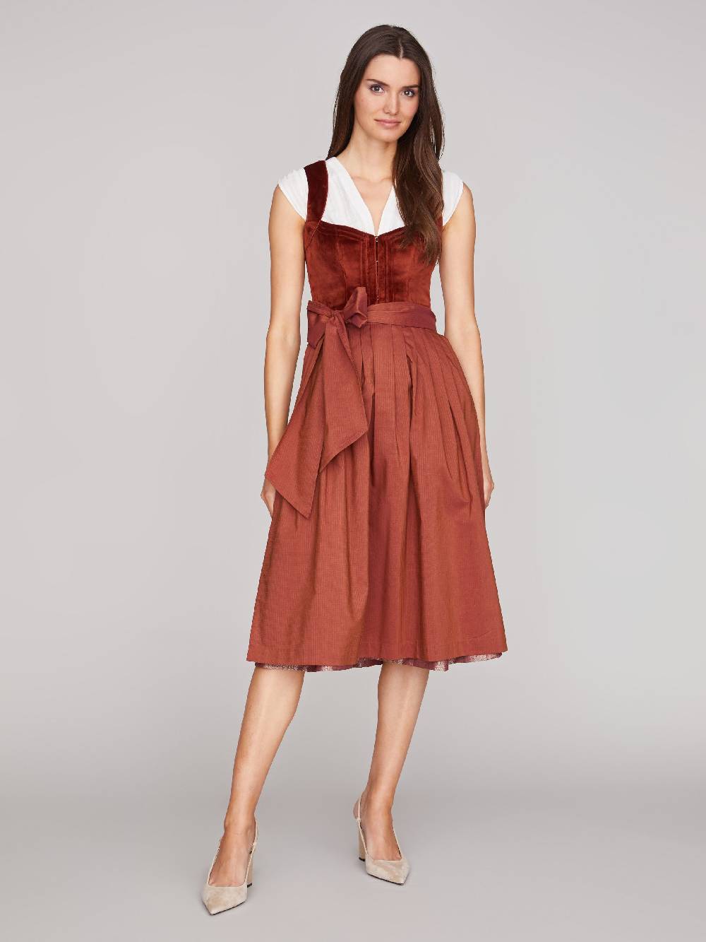 Limberry Rostrotes Dirndl mit Samt Mieder - NELLIE SAFFRON Tiefpreis