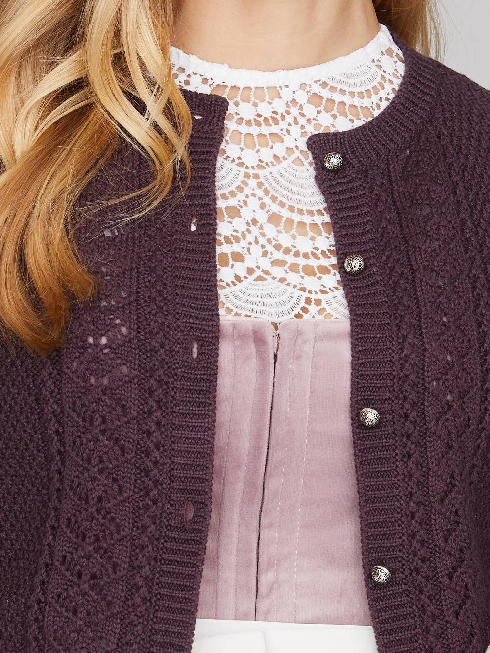 Limberry Brombeerfarbene Strickjacke - EVI Super Sparpreis