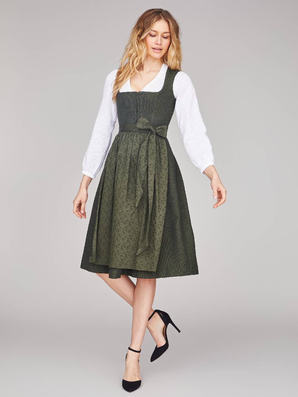 Limberry Dunkelgrünes strukturiertes Dirndl - RAIN DARK GREEN Bis zu 55% Rabatt