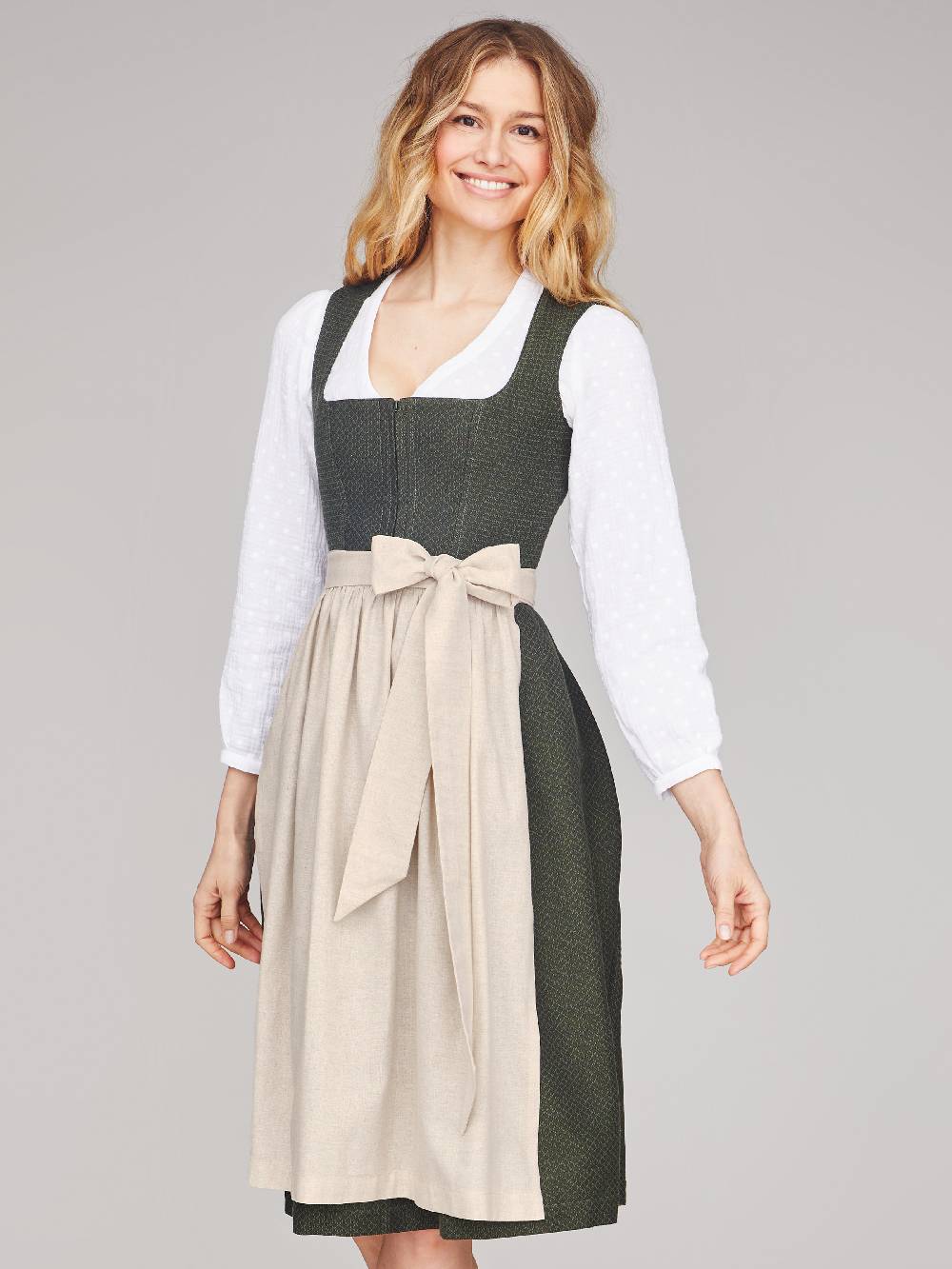 Limberry Dunkelgrünes strukturiertes Dirndl - RAIN DARK GREEN Bis zu 55% Rabatt