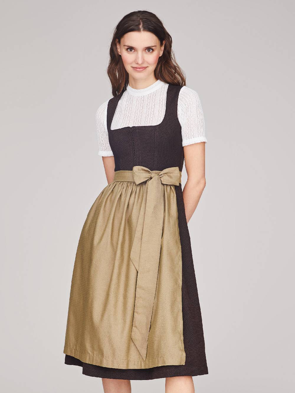 Limberry Dunkelbraunes strukturiertes Dirndl - RAVEN DARK BROWN Discount Store für neue Produkte