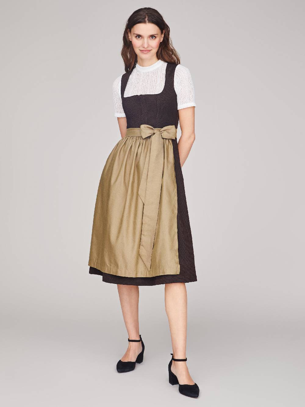 Limberry Dunkelbraunes strukturiertes Dirndl - RAVEN DARK BROWN Discount Store für neue Produkte