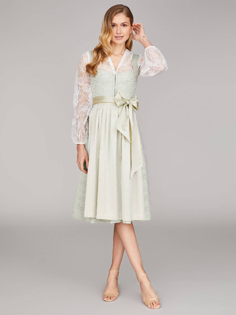 Limberry Hellgrünes Dirndl mit goldenem Muster - ANNELIE FLORAL WATER Clearance-Verkauf