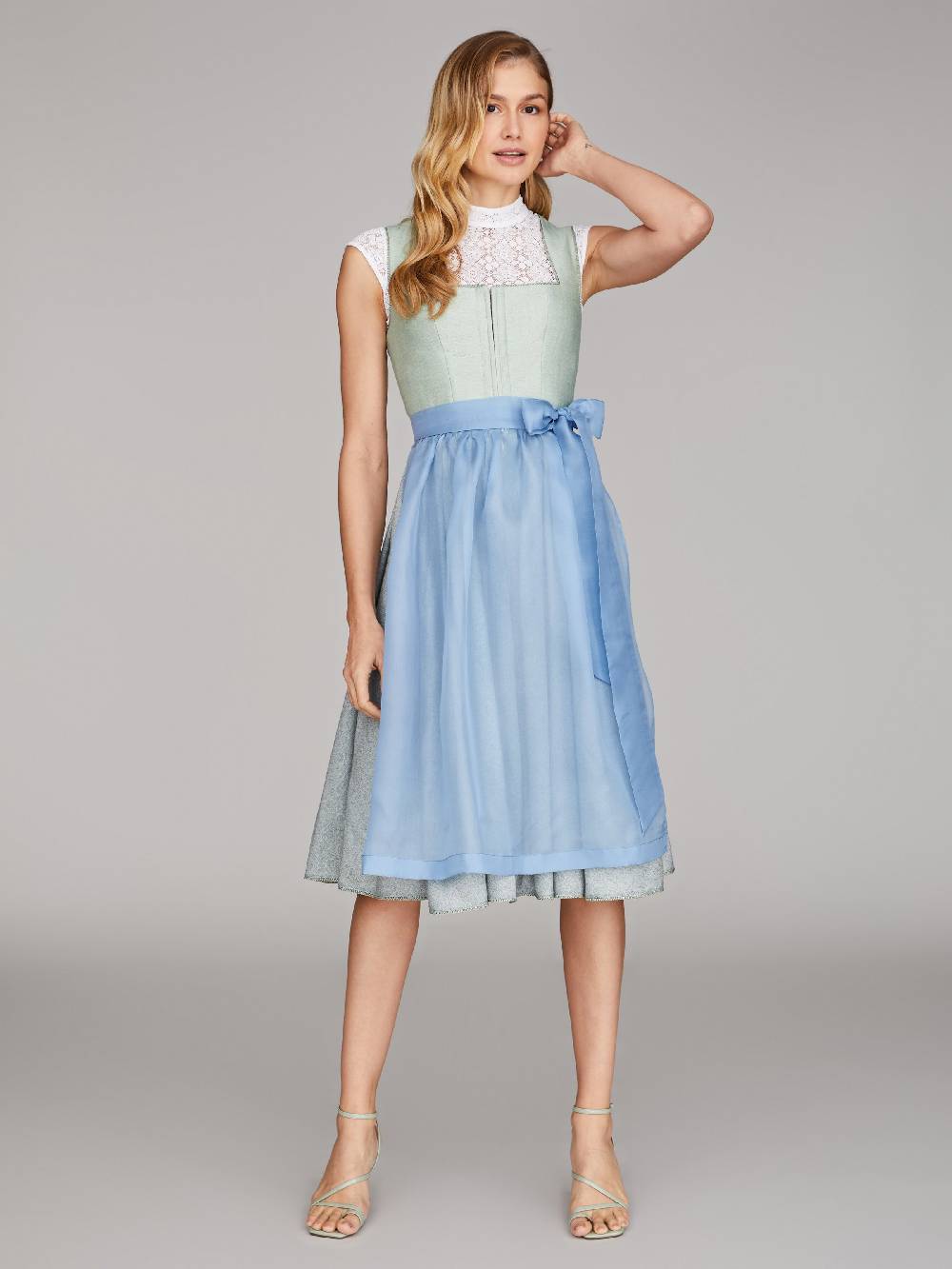 Limberry Salbei-farbenes Dirndl mit Leinen Mieder - ALCAMO SALBEI zollfrei