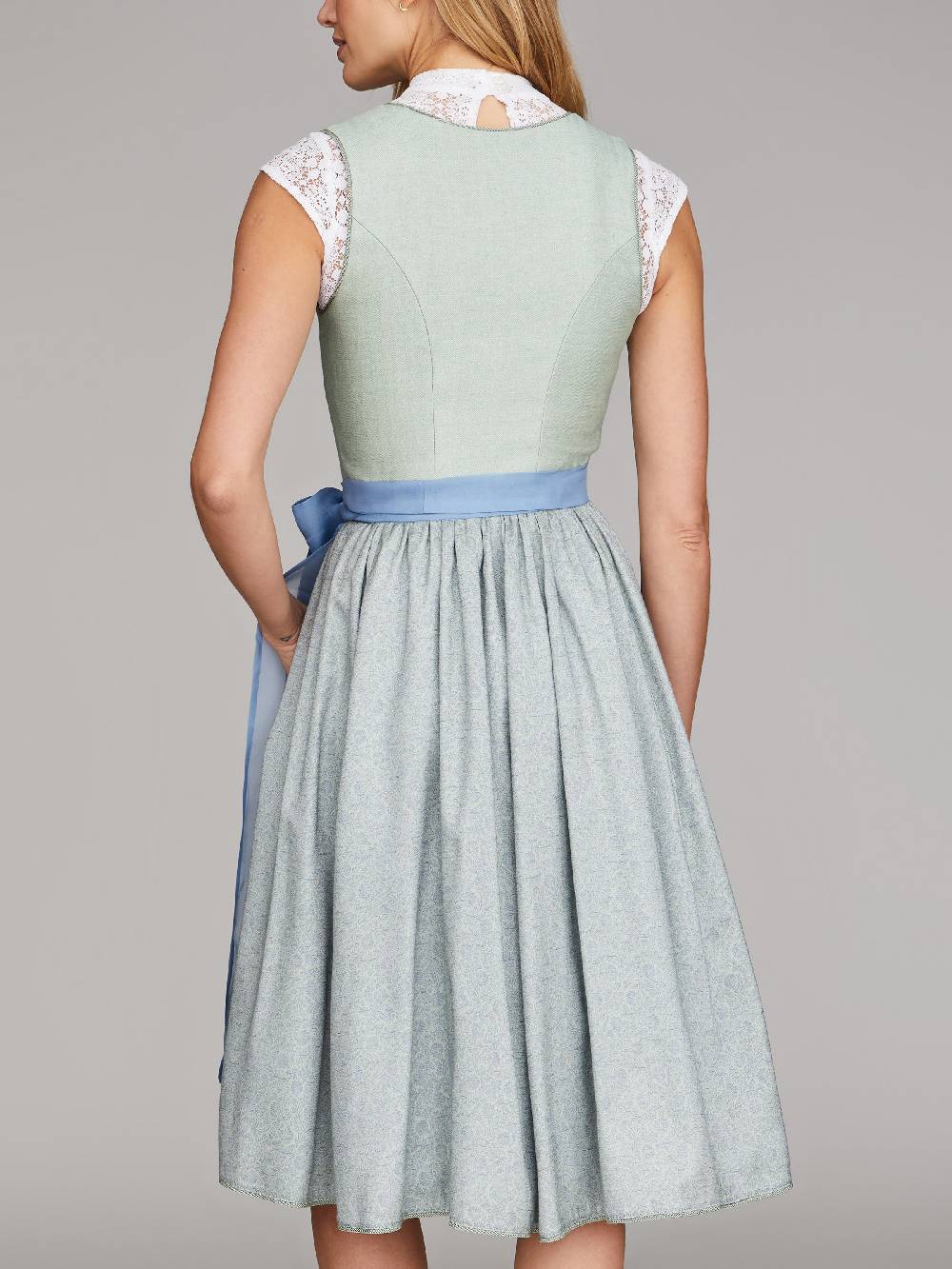 Limberry Salbei-farbenes Dirndl mit Leinen Mieder - ALCAMO SALBEI zollfrei