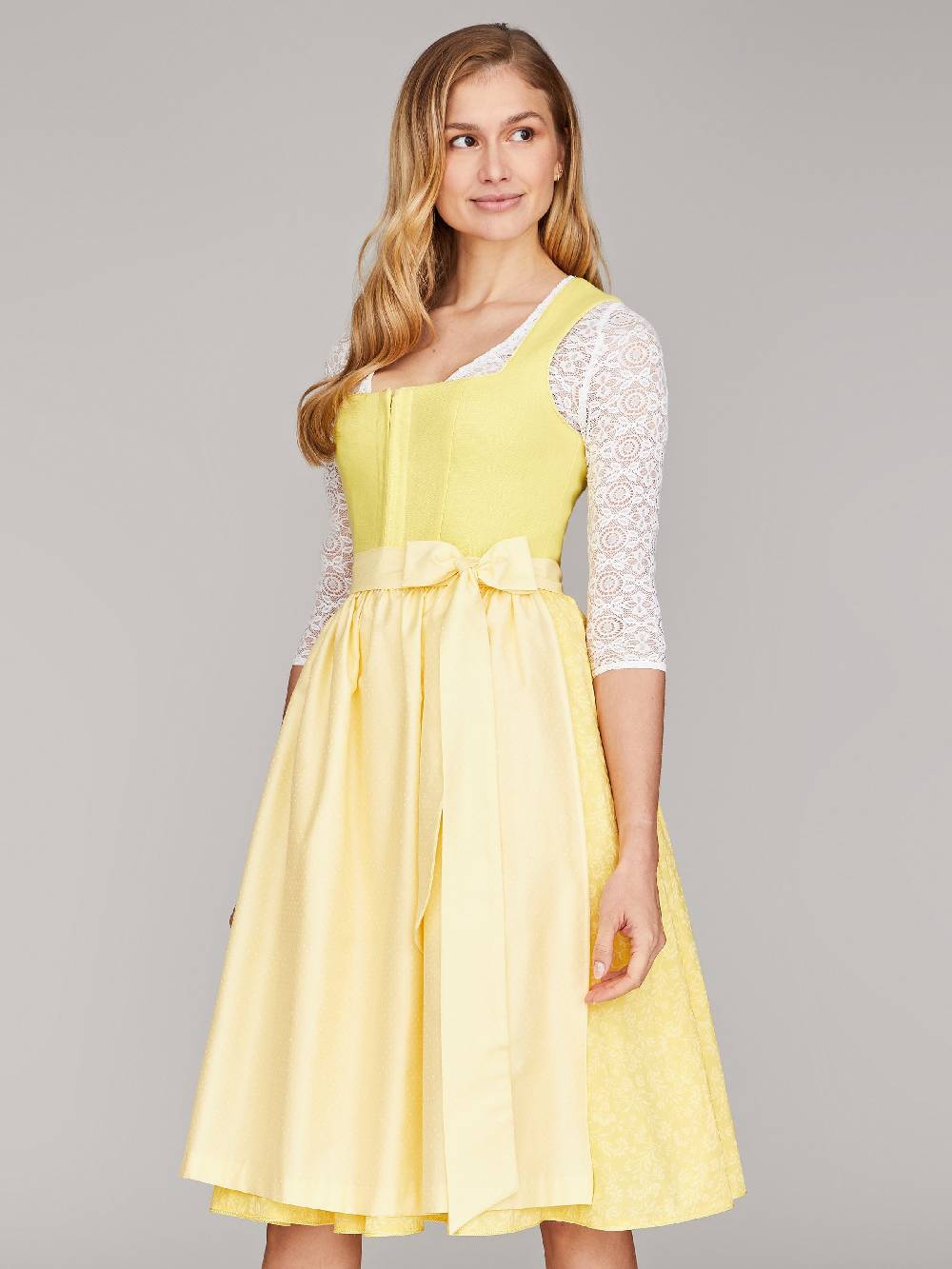 Limberry Zitronengelbes Dirndl mit Leinenmieder - ALMERIA ZITRONE Rabatte dieses Monats