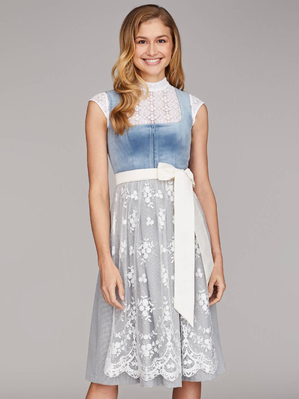 Limberry Mittelblaues Samtdirndl - RUTH VELVET BLUE Verkauf