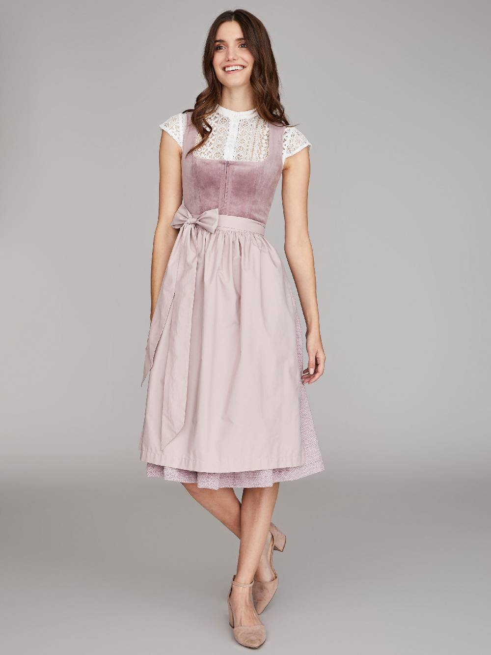 Limberry Mauvefarbenes Samtdirndl - RUTH MELLOW MAUVE im Angebot