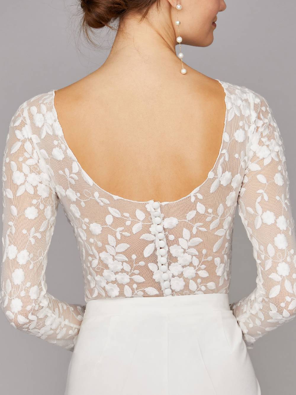 Limberry Langärmliger Braut-Body mit Blumen-Spitze und tiefem Rücken - SCARLET Exklusive Angebote