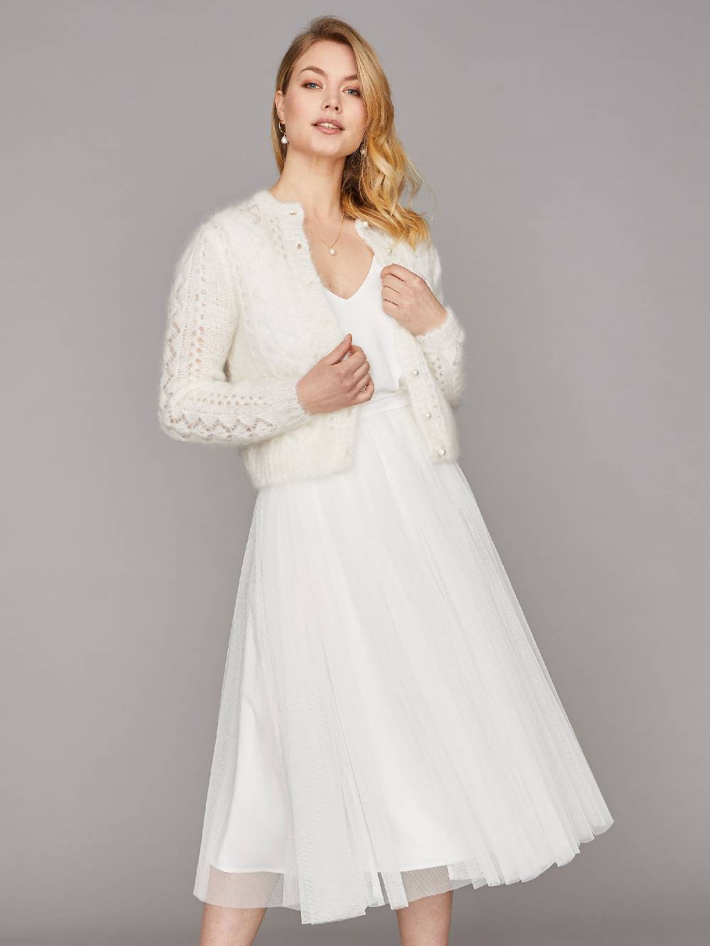 Limberry Braut-Strickjacke aus Mohair mit Perlenknöpfe - FLORA Tägliche Deals