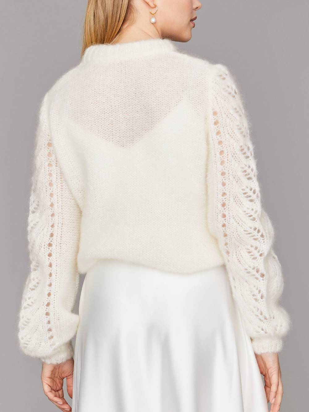 Limberry Braut-Pullover aus Mohair mit Ajourmuster - CLEO Sonderangebote