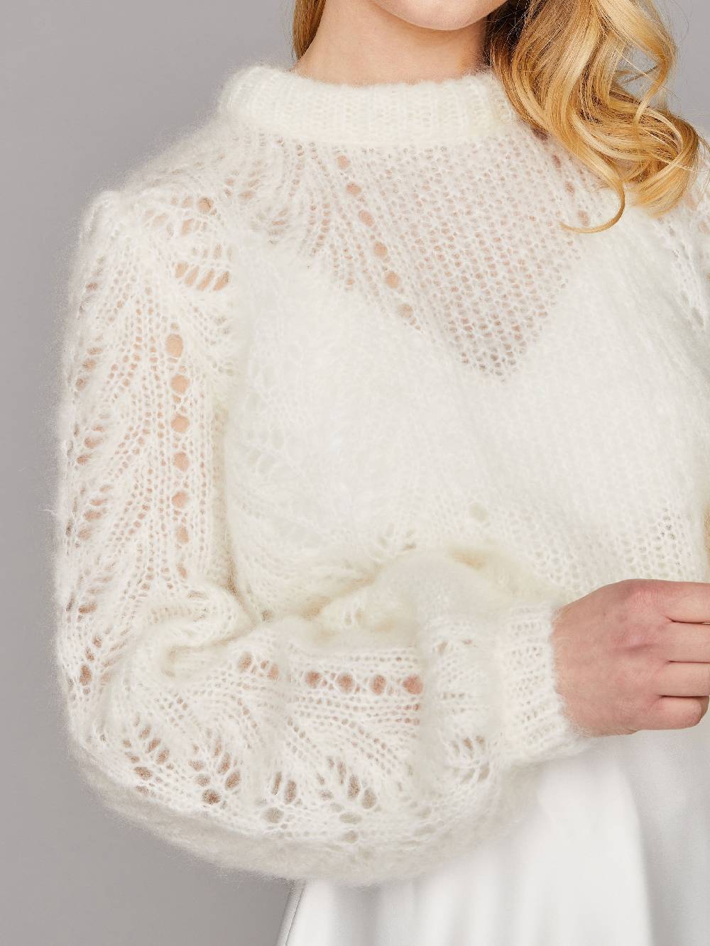 Limberry Braut-Pullover aus Mohair mit Ajourmuster - CLEO Sonderangebote