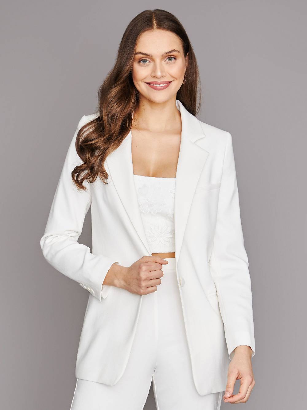 Limberry Cremefarbener Braut-Blazer mit fallendem Revers - MILEY Tiefpreis