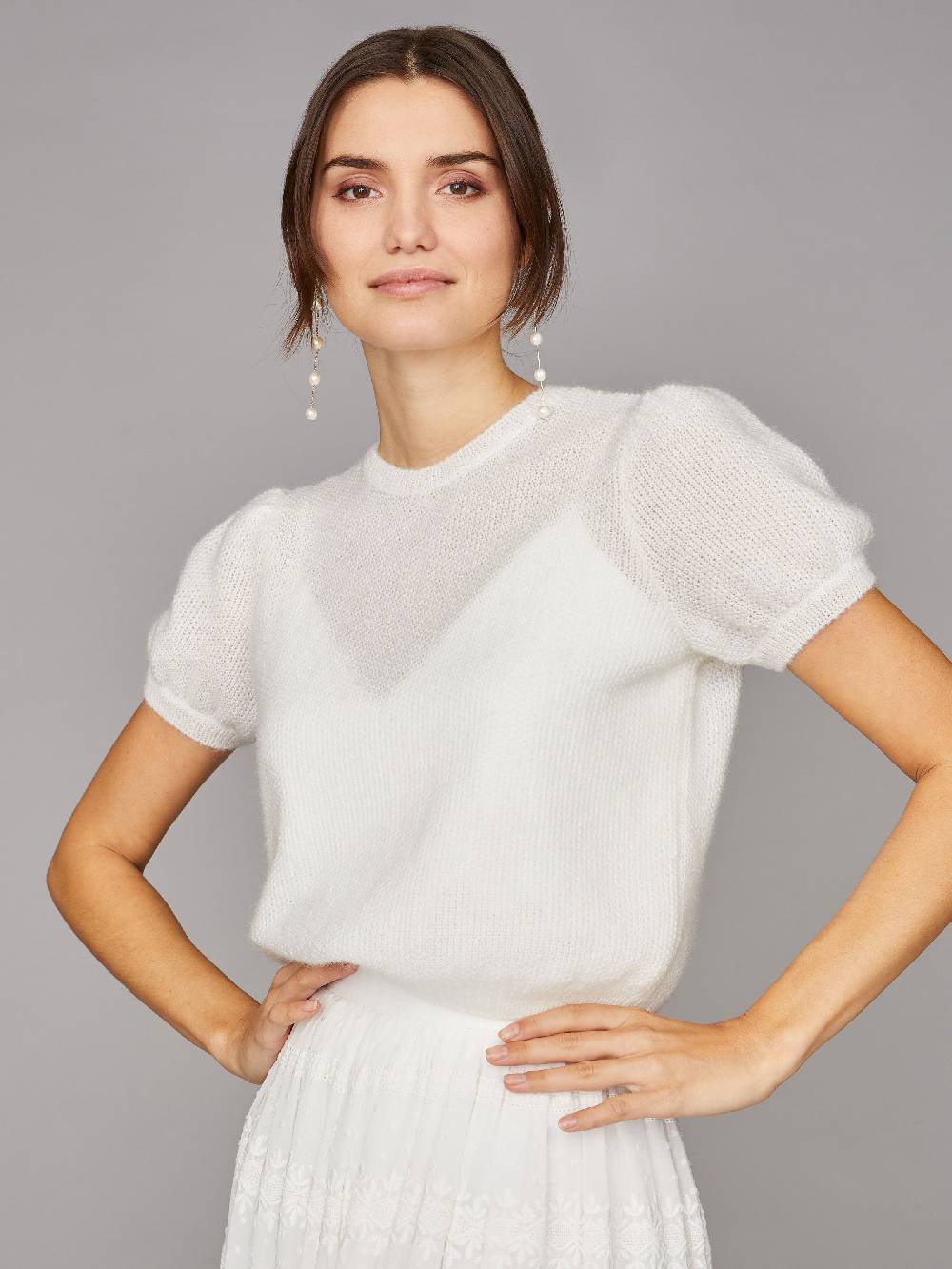 Limberry Kurzärmliger Braut-Pullover aus Mohair - MAE Kostenlose Rückgabe