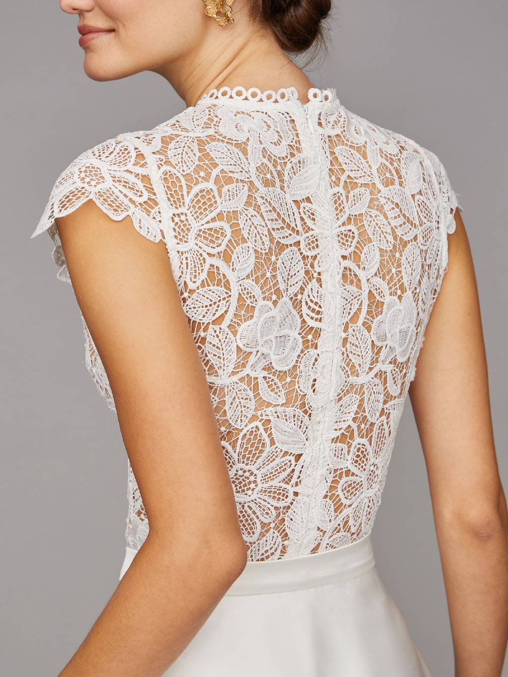 Limberry Cremefarbener Braut-Body mit Blumen-Spitze - VALENTINA Letzter Tag