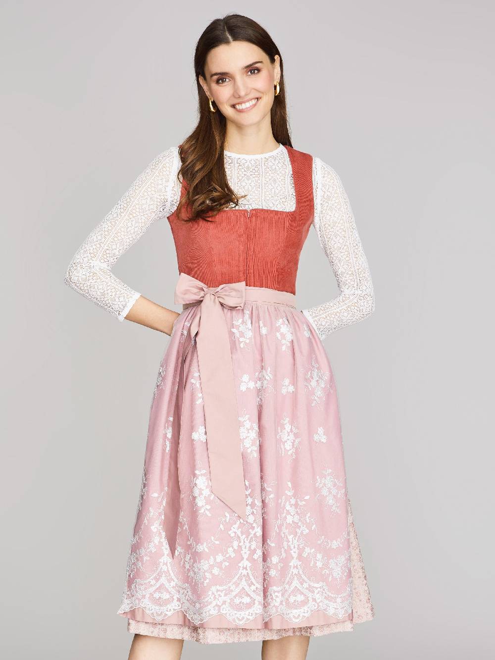 Limberry Coral-farbenes Dirndl mit Cord-Mieder - CAMILLE DUSTY ROSE Tägliche Deals