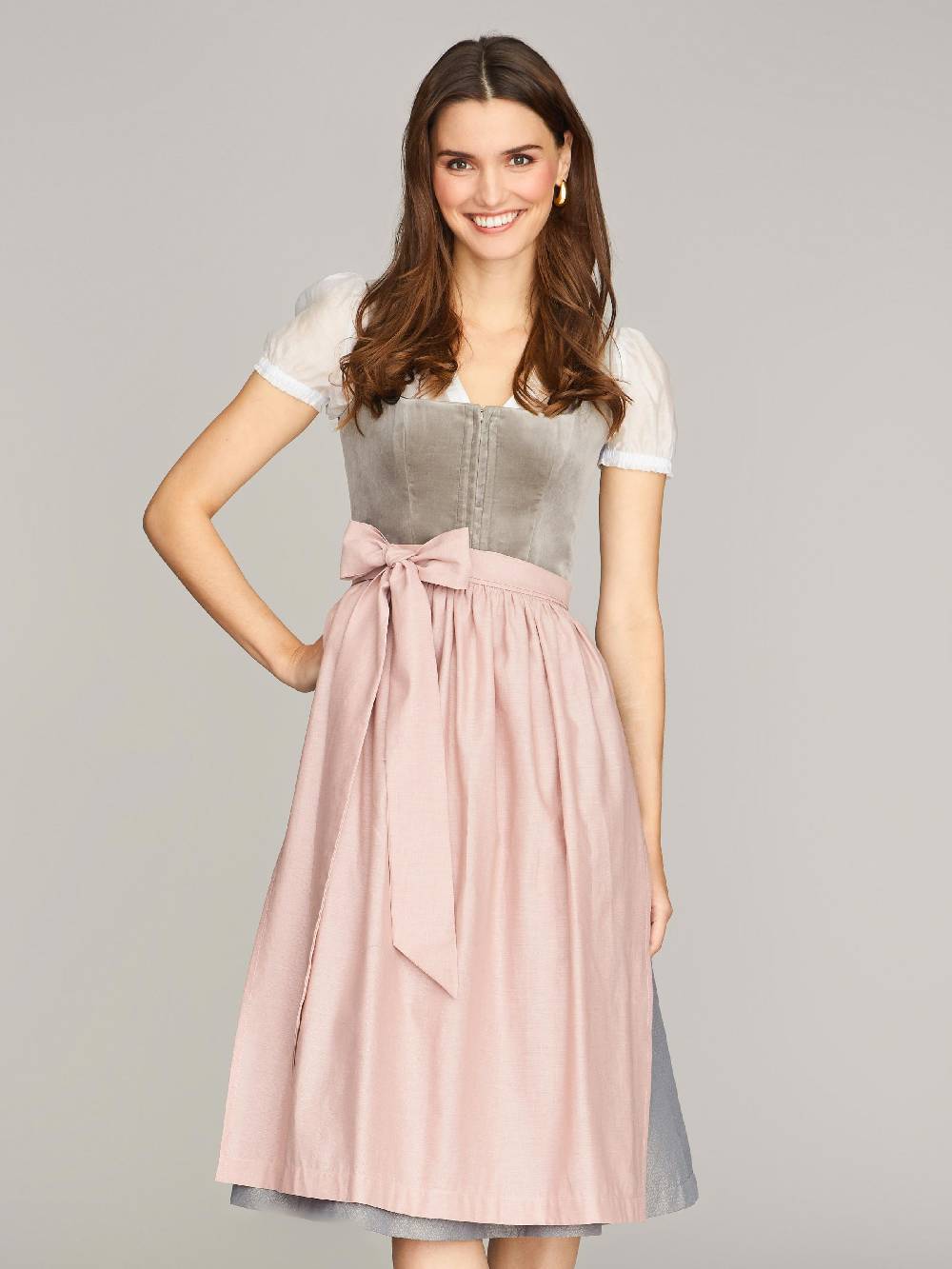 Limberry Graues Dirndl mit Samt-Mieder - DELILAH SKYLIGHT GREY Sonderangebote