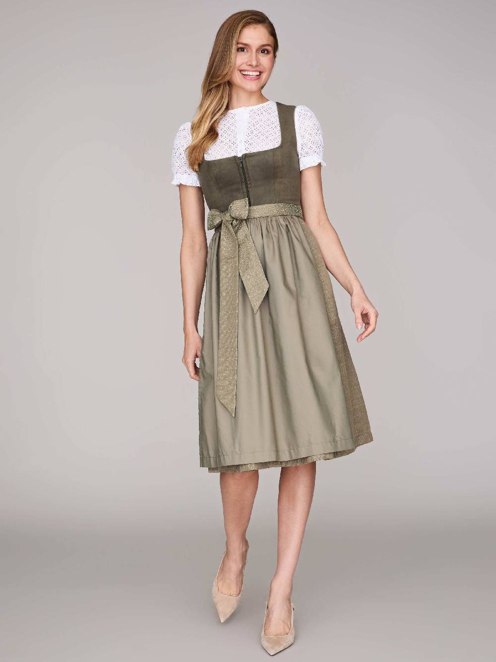 Limberry Moosgrünes Dirndl mit Velours-Mieder - ISOBEL MOSSY GREEN Discount Store für neue Produkte