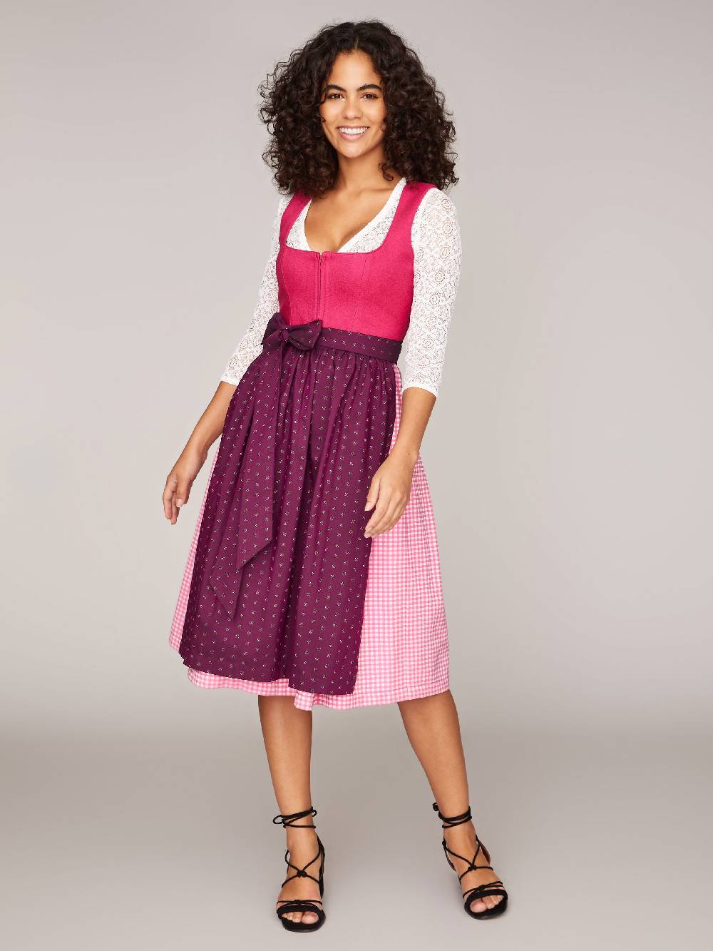 Limberry Pinkes Dirndl mit Leinen-Mieder - MIRANDA PINK Kostenloser Versand