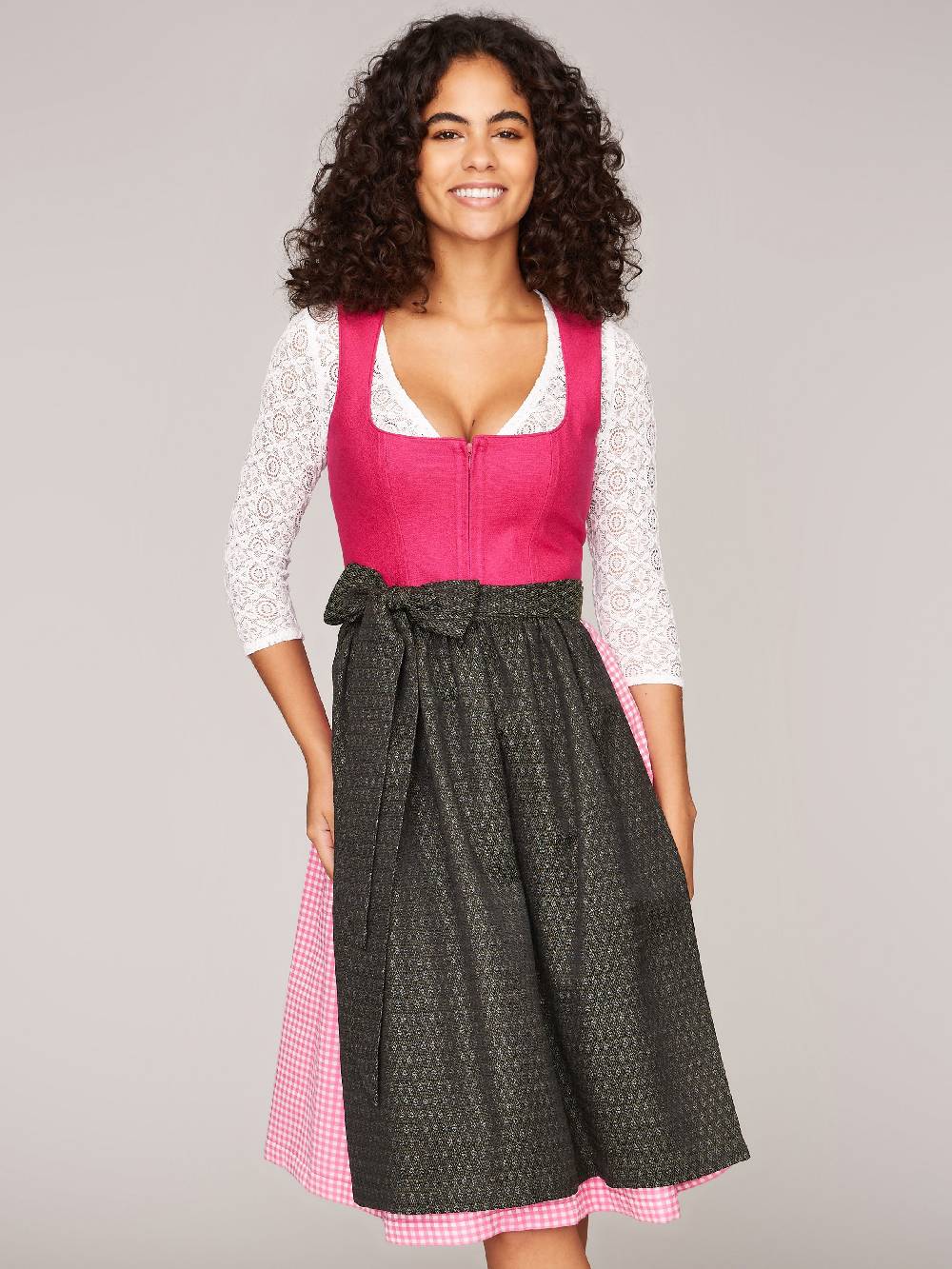 Limberry Pinkes Dirndl mit Leinen-Mieder - MIRANDA PINK Kostenloser Versand