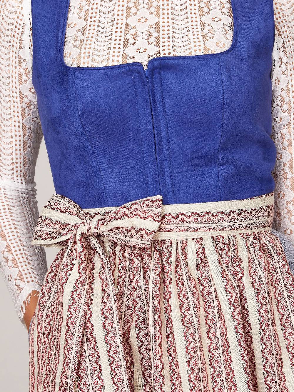 Limberry Royalblaues Dirndl mit Mieder aus Veloursleder-Optik - SAMANTHA BLUE Sonderangebot