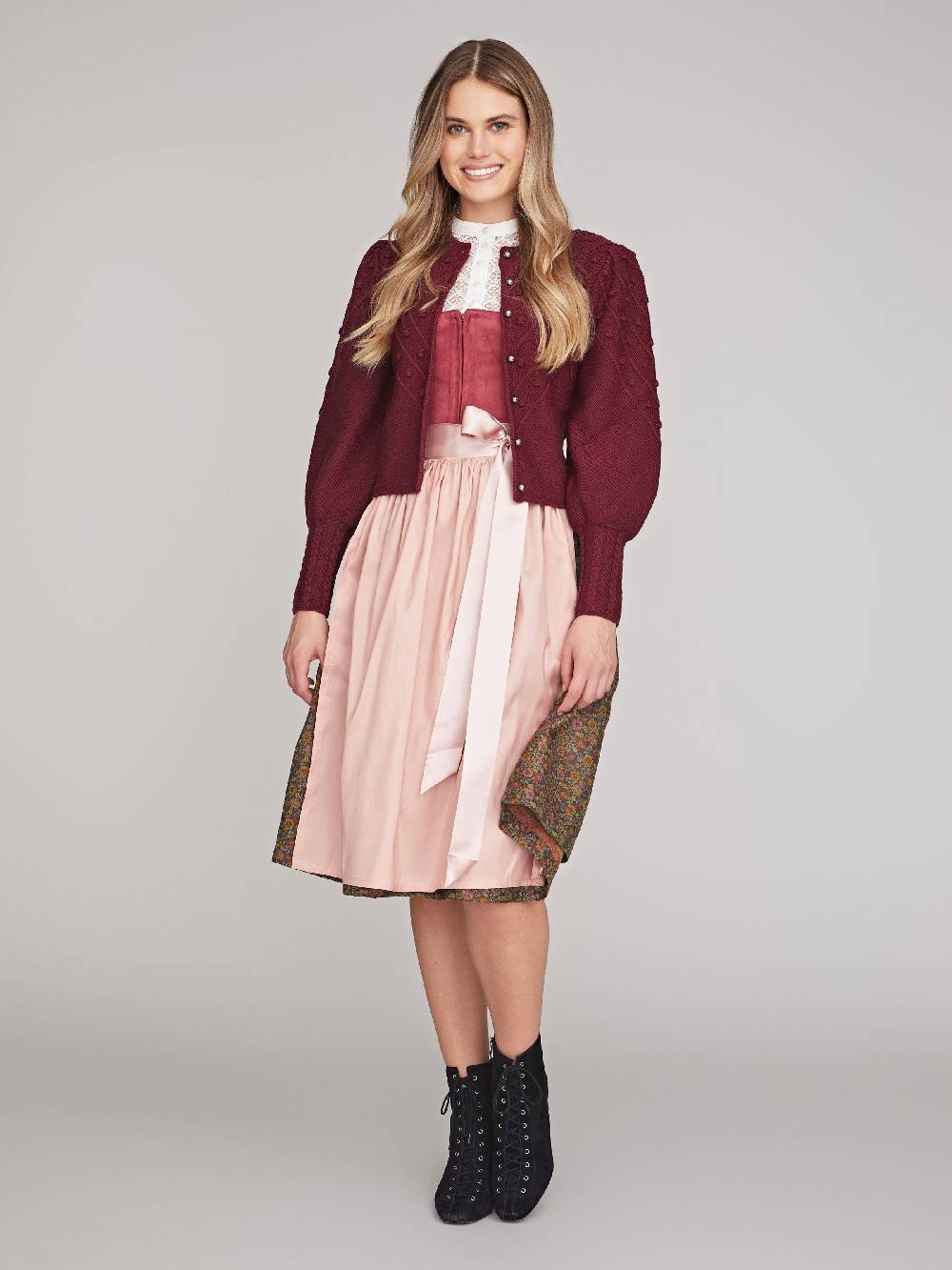 Limberry Weinrote Strickjacke mit Puffarm - MIA Begrenztes Angebot