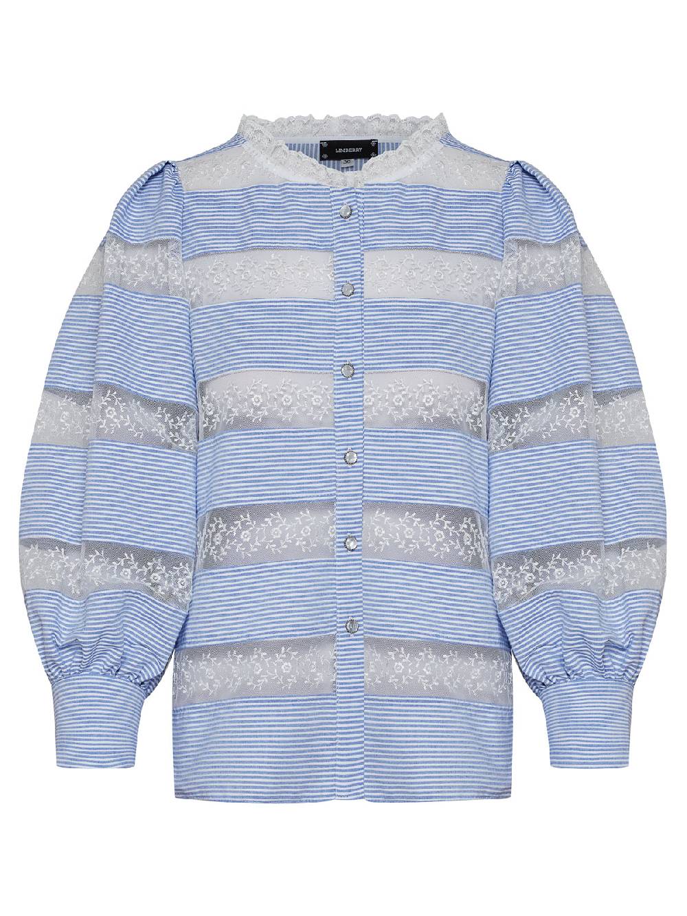Limberry Blaue Bluse mit Spitze - LOU Kostenlose Rückgabe