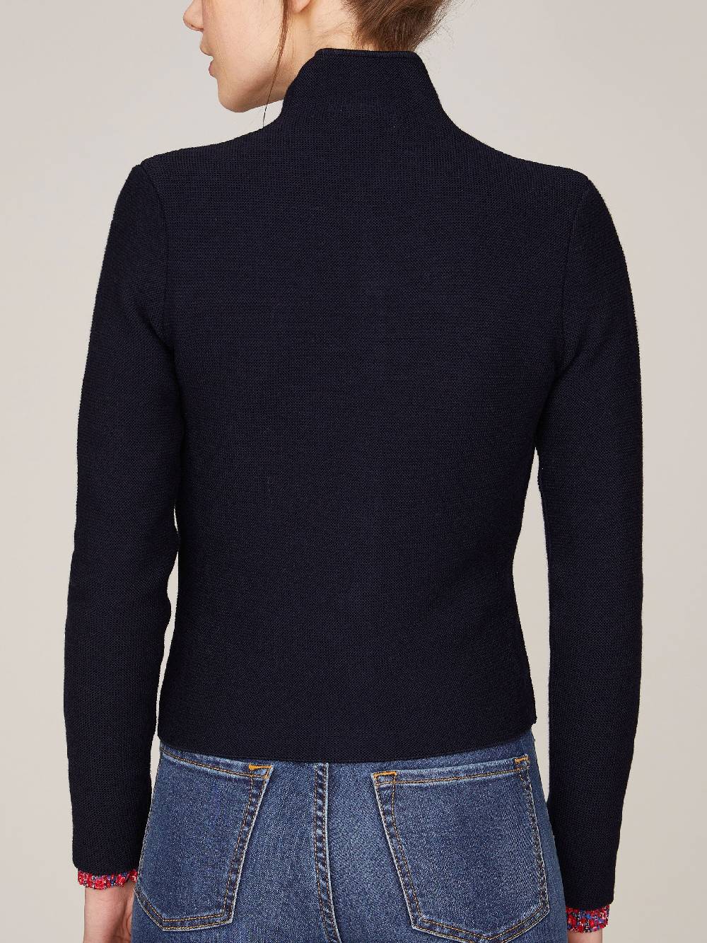 Limberry Dunkelblaue Trachten-Strickjacke mit Stehkragen - ANNA MARINE Hotsell
