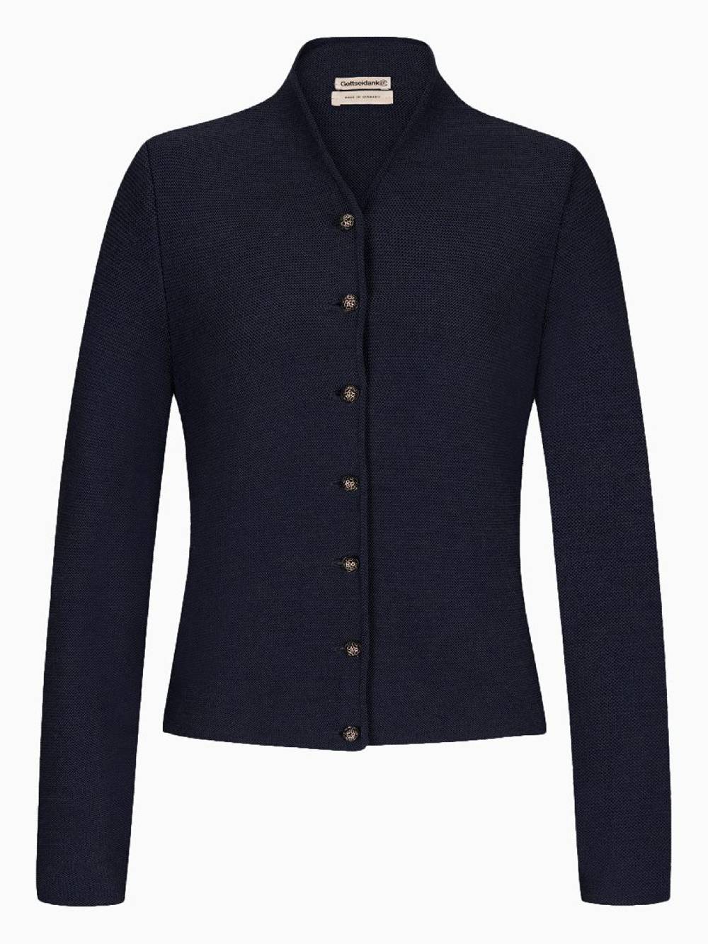 Limberry Dunkelblaue Trachten-Strickjacke mit Stehkragen - ANNA MARINE Hotsell