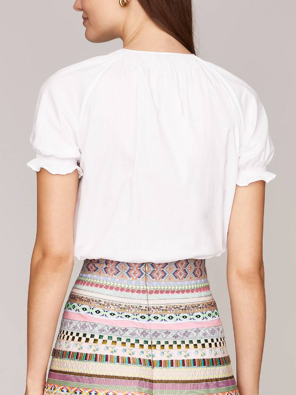 Limberry Weiße Kurzarm-Bluse - LIBERTY REINWEISS Saisonschlussverkauf